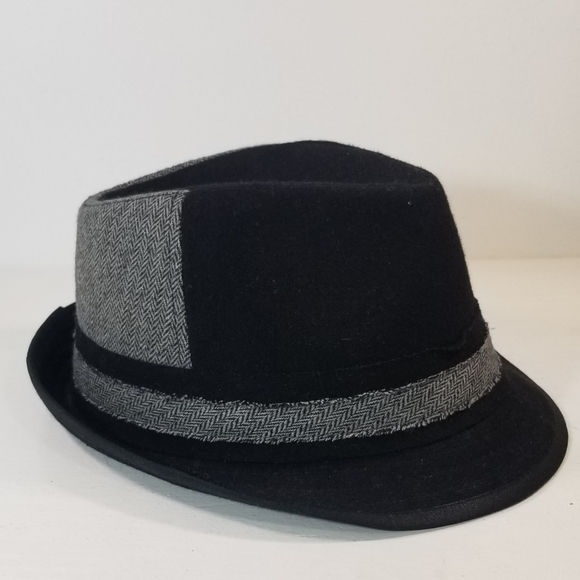 COPY - Mens Fedora Black & Gray Wool Blend Hat - Picture 3 of 9